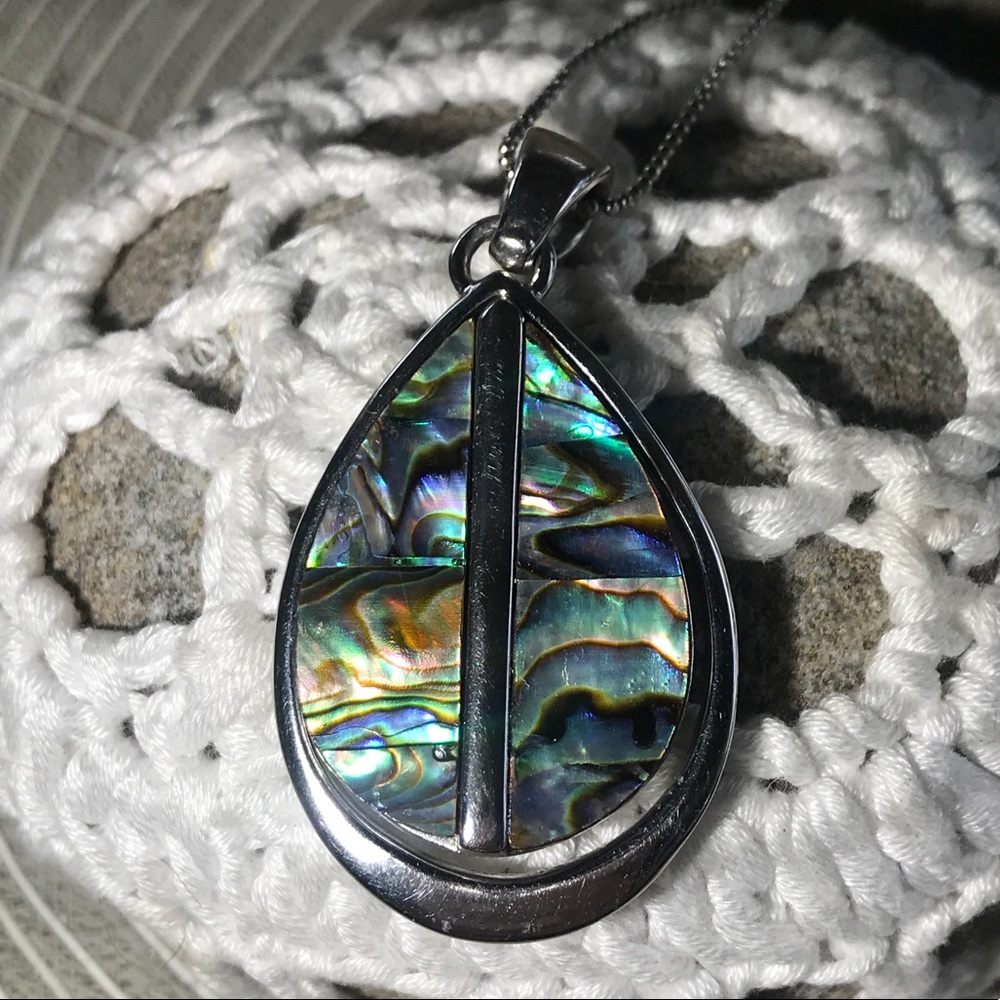 Mother of pearl slide on ball chain necklace